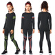 Dika children's tights training clothes quick-drying clothes girls basketball football running yoga clothes girls base layer suit autumn plus velvet style - all black 4-piece set L size recommended 170-175 high 120-140 Jin Jin is equal to about 0.5 kg