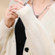 Yi Shangmei Knitted Sweater Women's Spring and Autumn New V-neck Cardigan Jacket Small Loose Lazy Wind Soft Waxy Sweater Off-White