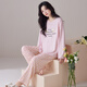 
Marienza pure cotton pajamas for women in spring and autumn, 2025 new soft short-sleeved trousers round neck four-season cotton home clothing