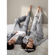 Beiyan Couple Pajamas Women's Autumn and Winter New Thick Knitted Cotton Long-Sleeved Lapel Cardigan Large Size Suit Men's Home Clothing C20790 Women's M