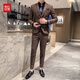 Hongdou Men's Suit Korean Style Slim Groom Wedding Formal Youth Casual Business British Banquet Dress Dark Gray Single Suit M