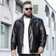 Jiujiu Wang Jiu Mu Wang Large Size Men's Artificial Leather Jacket Business Casual Fat Fat Motorcycle Style Lapel Jacket Thick Black 3XL