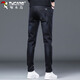 啄木鸟（TUCANO）牛仔裤男秋冬季修身弹力长裤子男士潮牌商务休闲裤男 蓝黑色 32