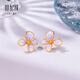 Century Yuan Iris Gold Earrings 3D Hard Gold as a birthday gift for your girlfriend, about 2.54g