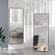 穿衣镜全身镜落地镜壁挂镜挂门服装店试衣镜挂穿一体简约北欧风 【圆角】典雅白150*40cm 送货上门