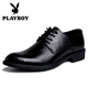 Playboy Men's Shoes 2025 New British Style Casual Wedding Leather Shoes Men's Business Formal Work Work Trendy Shoes Smooth Leather Black 40