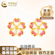 CHINA GOLD 18K gold romantic cherry blossom earrings earrings flower earrings earrings Valentine's Day birthday gift for girlfriend and wife 18K gold romantic cherry blossom earrings - about 0.4g one pair Gram weight is the total weight of the product K gold weight + topaz/others