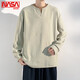 NASA BASE fake two-piece sweatshirt autumn and winter long-sleeved T-shirt for men 2025 new American student trendy brand V-neck Henry shirt bottoming shirt black M