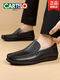 
New layer of cowhide soft sole loafers for summer, men's genuine leather breathable business casual leather shoes, black-16782-comfortable leather surface 38