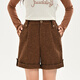 Mori Girl Tribe Retro Versatile High Waist Curled Shorts Women's 2025 New Autumn and Winter Loose Slim Straight Casual Pants Brown Shorts S Model Code
