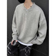 QGF gray American Henry collar sweater men's autumn high-end lazy style bottoming sweater cleanfit inner wear black M recommended 90-100Jin Jin equals 0.5 kg