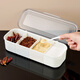Wooden ding split-grid seasoning box plastic set seasoning jar flip-top seasoning bottle MSG salt box with spoon home kitchen seasoning box flip-top three-compartment stone rock gray free 3 spoons