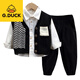 G.duck baby boy spring and autumn style three-piece set of children's sweater cardigan 2025 new boys spring handsome suit trendy black 80 cm