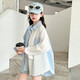 Girls summer thin shirt 2025 new sun protection jacket medium and large children casual children's summer shirt blue 170