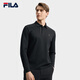 FILA Official Men's Knitted Long-Sleeved POLO Shirt 2025 Autumn New Fashion Casual Basic Top True Black-BK M 170/92A/M
