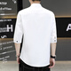 Semir official flagship Henry collar cotton and linen long-sleeved shirt men's spring and autumn men's summer casual shirt short-sleeved inch shirt CS8K02 long-sleeved white M 90-110Jin Jin equals 0.5 kg