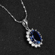Yuzawa Princess Diana Sapphire Women's Pendant Sterling Silver Platinum Plated Colorful Treasure Necklace Tanzanite Colored Gemstone Egg-shaped Necklace with Chain