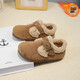 Girls' Birkenstock shoes plus velvet children's shoes 2025 winter new little girl's cotton shoes autumn and winter edamame shoes khaki color size 34 inner length 20.8cm