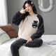 Modal coral velvet couple pajamas winter plus velvet thickening new cartoon men and women can wear home clothes suit L3221 love pullover velvet M female + male L