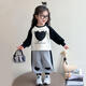 Inglés británico [código roto] Girls Spring New Ragsling Manga Bow Love Set de dos piezas Baby Girls Style Style Par Gray 90 cm