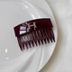 Xiaopanda gold label letter H acetic acid hair comb for women, anti-slip, toothed forehead bangs, one-word clip for short hair, embarrassing hair clip, wine red hair comb