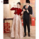 Meianjia new Chinese toasting dress bride's new red wedding engagement dress skirt women's winter long-sleeved winter wine red S