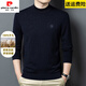 Pierre Cardin machine washable 100% worsted pure wool sweater for men autumn and winter thin mid-collar sweater high-end men's warm base black 2XL 180