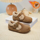 Girls' Birkenstock shoes plus velvet children's shoes 2025 winter new little girl's cotton shoes autumn and winter edamame shoes khaki color size 34 inner length 20.8cm