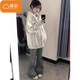Cotton American Retro Retro Caboded Cardigan Pull pour les femmes au printemps et à l'automne 2025 Nouvelle tendance surdimensionnée Veste décontractée lâche K1638 mètres gris [Haute qualité régulière 30,5] L 100-120Jin [Jin est égal à 0,5 kg]