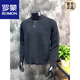 ROMON Old Money Style Henley Collar Sweater 25 Autumn and Winter Men's Lazy Loose Long Sleeve Textured Button Stand Collar Sweater Oatmeal S 90-120Jin Jin is equal to 0.5 kg