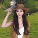 Nanmu Xiong ethnic style western cowboy hat women's summer travel wear in Xinjiang, Tibet and western Sichuan, mountaineering hat, sun protection hat, khaki color