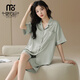 莫代尔高品质情侣睡衣男女夏季冰丝凉感新款短袖短裤家居服男女士薄款 女09M16802 M