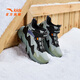 ANTA children's cotton shoes for boys and girls, mountain and river plus velvet to keep warm, 2025 autumn and winter new high-top Velcro anti-ski boots, recommended by the store manager, gray/black/slightly smoked green-6 38, shoe inner length 24cm