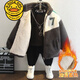 G.duck boys' fleece jacket winter style 2025 new baby winter clothing lamb wool children's thick cotton coat wool sweater gray wool sweater 130