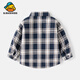 G.duck little yellow duck boy long-sleeved shirt spring children's clothing new 2025 Korean style children's style pure cotton shirt plaid treasure CS2406 Tibetan grid ready stock thin section 90 cm
