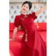 Pubindi Bridal Toast Wear Chinese Cheongsam Toast Wear 2025 New New Red Bride Wedding Engagement Return Dress Burgundy XS