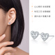 Liuguifu Jewelry pt950 platinum heart-to-heart earrings, fashionable, versatile, high-end, love car flower earrings, gift, heartfelt, about 1.45g