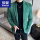 罗蒙（ROMON）不起褶免烫修身西服秋冬季加厚麂皮绒小西装英伦感男外套 9929灰色 M 适合115斤下