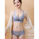 Aimu autumn and summer four-breasted underwear for women without rims, small breasts, push-up and auxiliary breasts, anti-sagging bra, lace bra set, blue set 32/70A