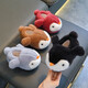 Children's cotton slippers, boy's winter cartoon cute non-slip indoor bathing soft-soled baby penguin slippers, brown (heel included) 12 30/31 size (shoe inner length 18CM, suitable for feet 17