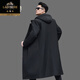 Classic car winter knee-high sheepskin coat original ecological sheepskin one-piece hooded casual party jacket for middle-aged and elderly people black 2XL 140-160Jin Jin equals 0.5 kg