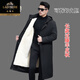 Classic car winter knee-high sheepskin coat original ecological sheepskin one-piece hooded casual party jacket for middle-aged and elderly people black 2XL 140-160Jin Jin equals 0.5 kg