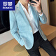 罗蒙（ROMON）不起褶免烫修身西服秋冬季加厚麂皮绒小西装英伦感男外套 9929灰色 M 适合115斤下