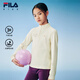 FILA anti-static children's clothing long-sleeved T-shirt 2025 winter new tops for girls, middle and large children, water milky white-IV 170