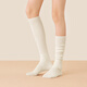 Mianzhuwu New Product Pile Calf Socks Women's Autumn and Winter Long-Tube Shoes with Soundtrack White Non-Slip Non-Falling Spring and Autumn Long Socks Combination 1 (Milk White + Black) One Size 35-39 Wool Warm_Non-Floating_