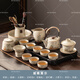 ROWILUX tea set complete set of high-end beige Ru kiln Kung Fu tea set household ceramic teapot lid bowl tea cup light luxury Chinese style <Yuanshan> + tea tray 16 pieces