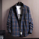Kuraishi Kazuki trendy brand long-sleeved plaid shirt, high-end men's autumn and winter all-match popular shirts, casual jackets, loose tops, gray 3XL