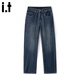 CHOCOOLATEit American retro jeans men's new winter straight loose wide-leg casual pants blue plus velvet 32