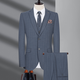 Montagut suit suit men's winter thickened wool suit formal striped wedding banquet dress dad jacket 992 blue striped double slit two-piece set wool material M 170/
