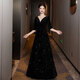Chuangjingyi Selects Evening Dress Feminine Banquet High-End Luxury Black Art Exam Host Piano Conductor Sequined Party Dress Black S
